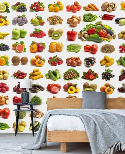 Mural de parede de coleção de frutas e vegetais Mural de parede de coleção de frutas e vegetais