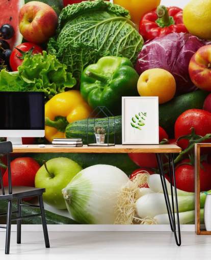 Colourful Fruit and Vegetable Wall Mural Colourful Fruit and Vegetable Wall Mural