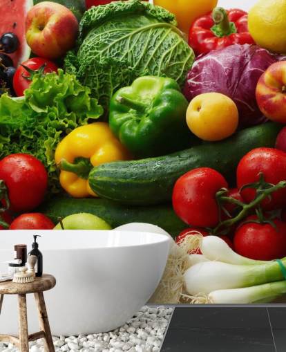 Colourful Fruit and Vegetable Wall Mural Colourful Fruit and Vegetable Wall Mural