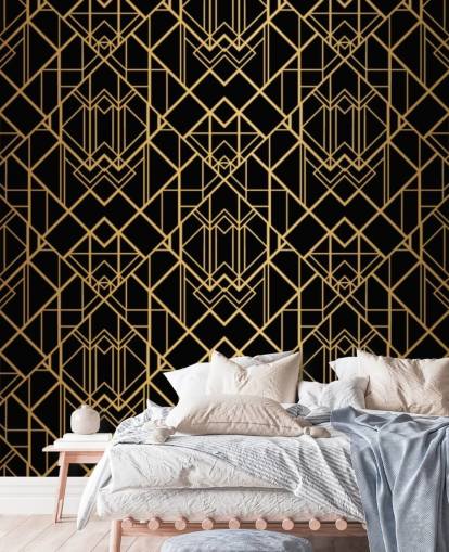 papel de parede art déco preto e dourado papel de parede art déco preto e dourado