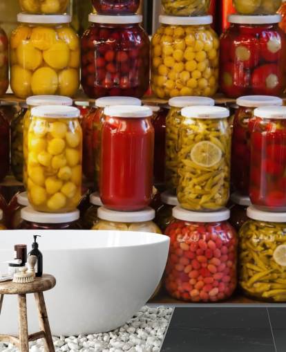 Colourful Jars of Pickles Wallpaper Colourful Jars of Pickles Wallpaper