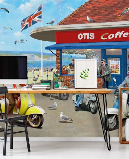 Mods Coffee Bar Wallpaper Mural Mods Coffee Bar Wallpaper Mural