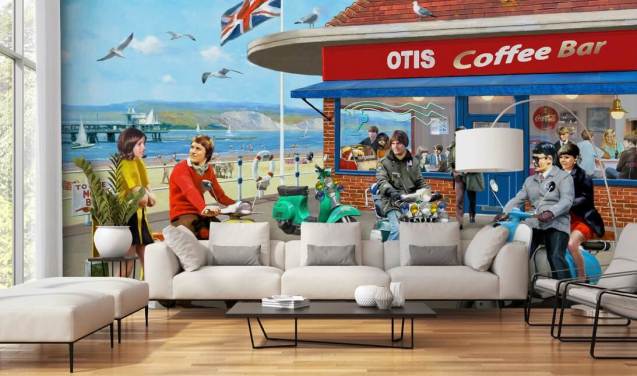 Mods Coffee Bar Wallpaper Mural 
