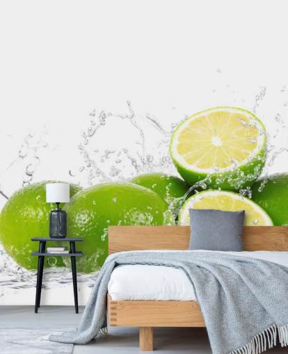 Grønne Limes og Spruting Water Wall Mural Grønne Limes og Spruting Water Wall Mural