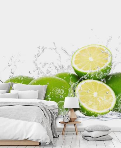 Green Limes and Splashing Water Wall Mural Green Limes and Splashing Water Wall Mural