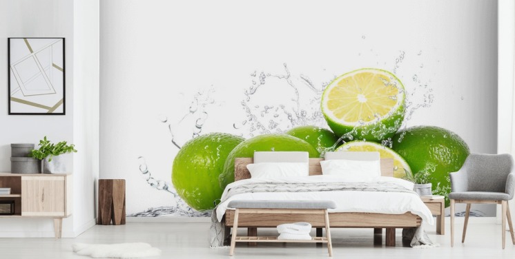 Green Limes and Splashing Water Wall Mural