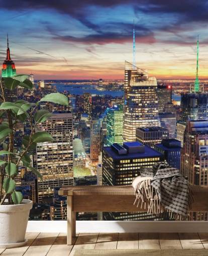 NYC Bright Lights Arkitektur Vægmaleri NYC Bright Lights Arkitektur Vægmaleri