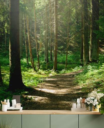 mural de papel pintado de bosque verde llamado Forest Wall Mural para oficinas domésticas, dormitorios y negocios mural de papel pintado de bosque verde llamado Forest Wall Mural para oficinas domésticas, dormitorios y negocios