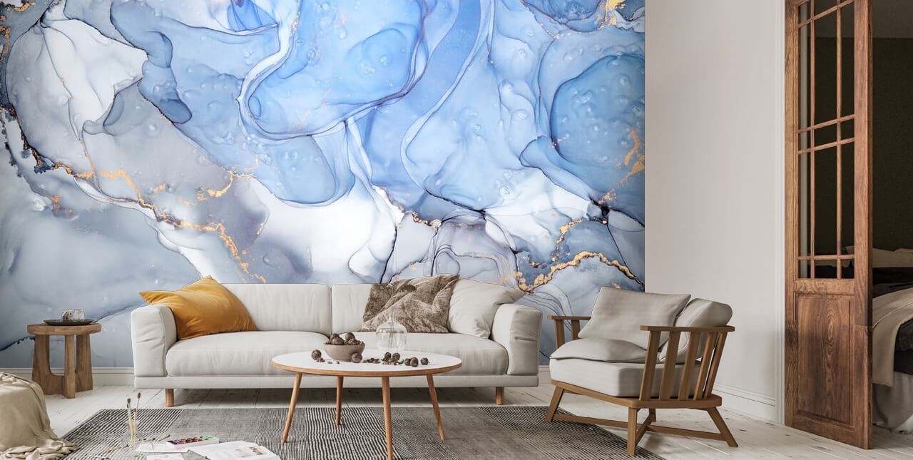 Blue and Purple Watercolour Mural | Wallsauce US