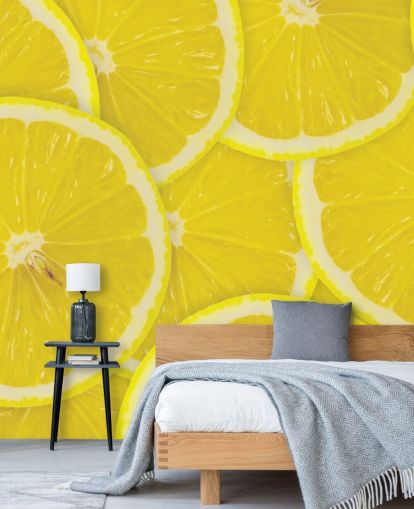 Close Up of Lemon Slices Wallpaper Mural Close Up of Lemon Slices Wallpaper Mural