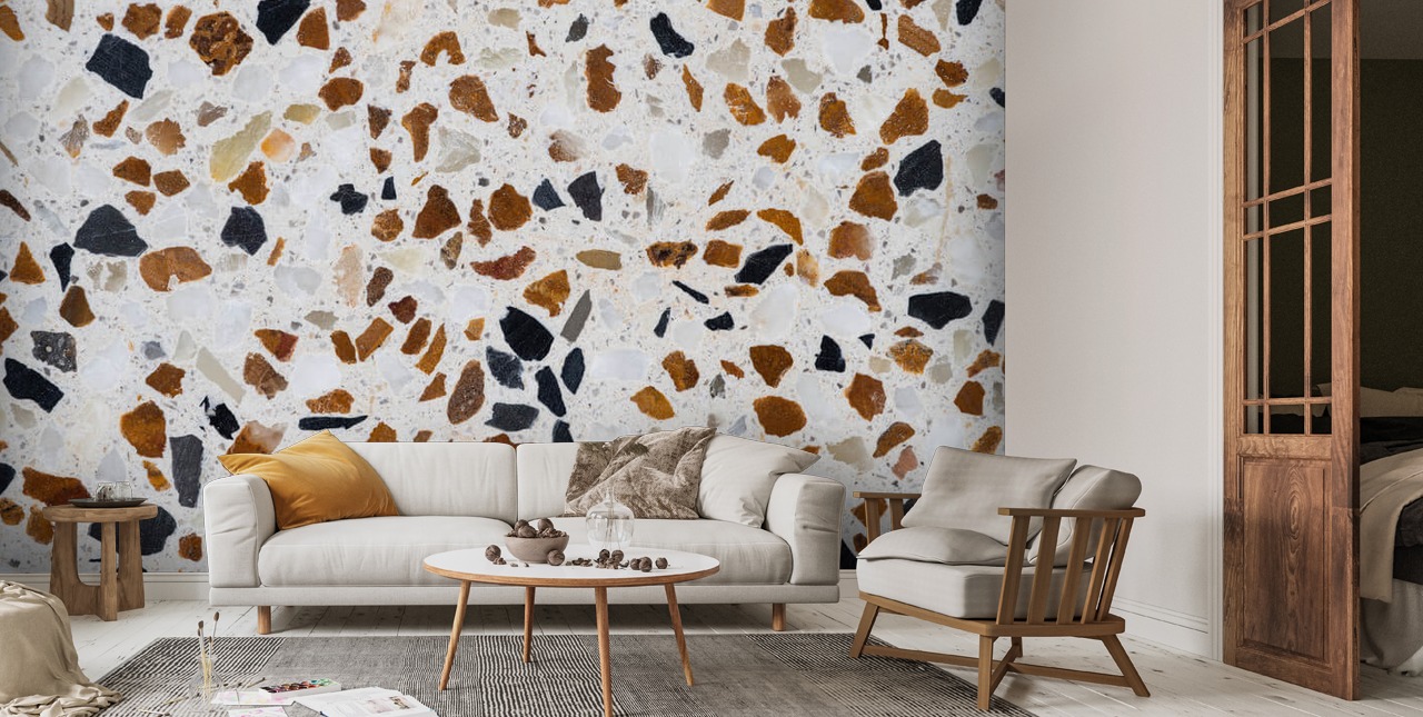 Brown and Black Terrazzo Wallpaper | Wallsauce US