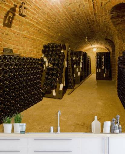 Decorazione murale con cantina illuminata Decorazione murale con cantina illuminata