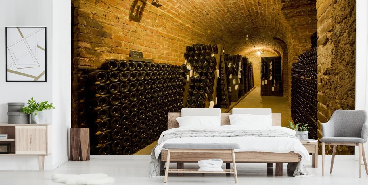 Mural de pared Bodega de vinos iluminada oscura