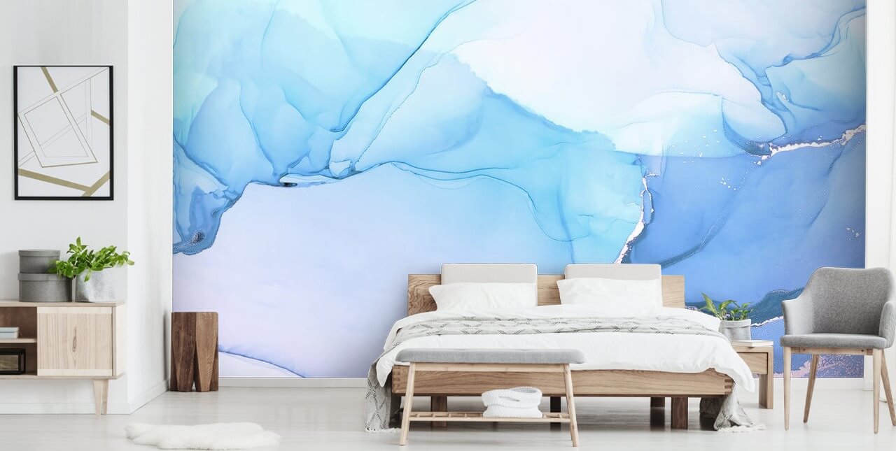 Blue Waves Watercolour Mural Blue Waves Watercolour Mural