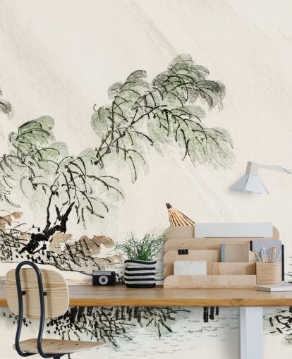 A Man Crossing the Bridge Oriental Wallpaper A Man Crossing the Bridge Oriental Wallpaper