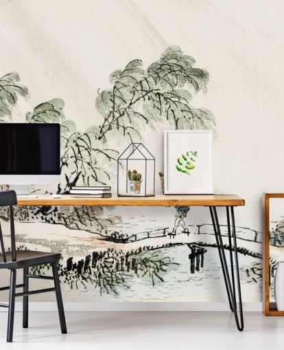 En mand, der krydser broen vægmaleri En mand, der krydser broen vægmaleri