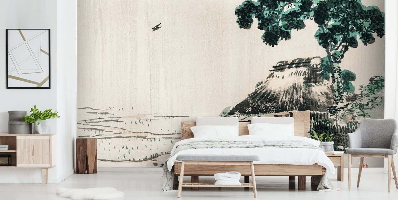 Cottage in Field Wallpaper Mural