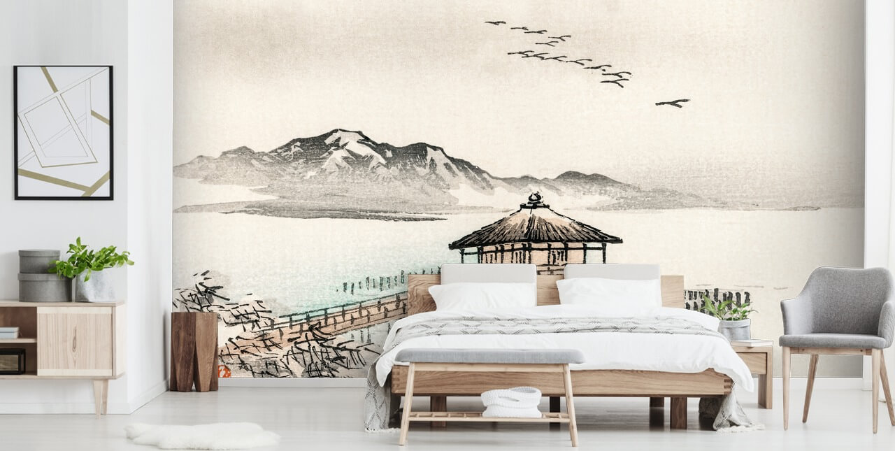 Cottage by the Sea Oriental Wallpaper