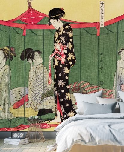 Fujin Tomarikyaku No Zu Muurschildering Fujin Tomarikyaku No Zu Muurschildering