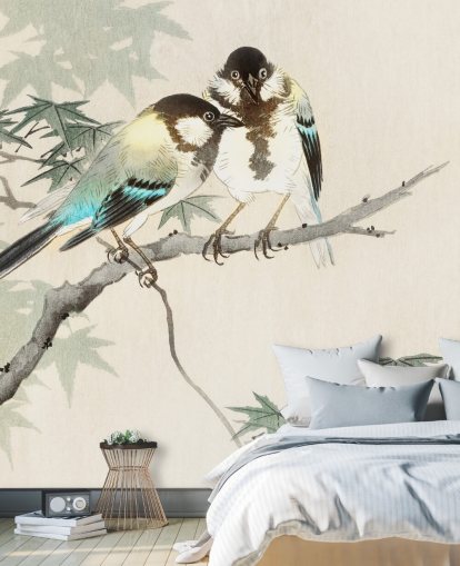 Great Tits on Maple Branch Bird Wallpaper Great Tits on Maple Branch Bird Wallpaper