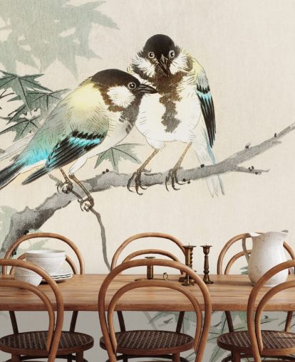 Great Tits on Maple Branch Mural Great Tits on Maple Branch Mural