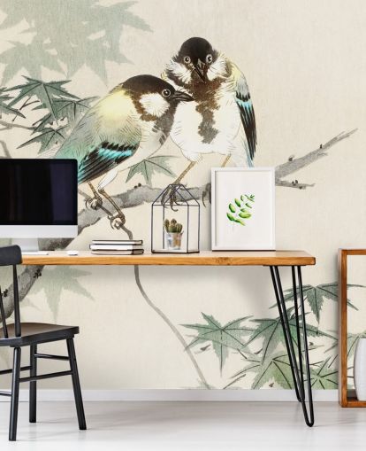 Great Tits on Maple Branch Mural Great Tits on Maple Branch Mural