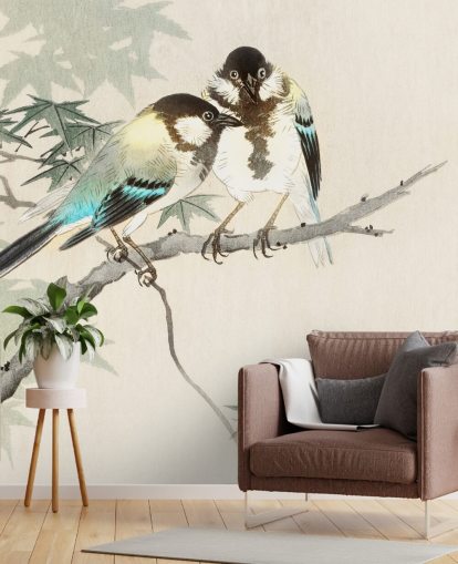 Great Tits on Maple Branch Mural Great Tits on Maple Branch Mural