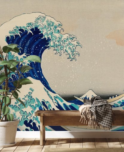 blue custom oriental wallpaper called The Great Wave off Kanagawa for bedrooms and living rooms blue custom oriental wallpaper called The Great Wave off Kanagawa for bedrooms and living rooms