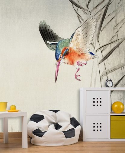 mural de papel de parede Kingfisher chamado Kingfisher Hunting for Fish in the Water at Wallsauce para quartos, salas de estar e banheiros mural de papel de parede Kingfisher chamado Kingfisher Hunting for Fish in the Water at Wallsauce para quartos, salas de estar e banheiros