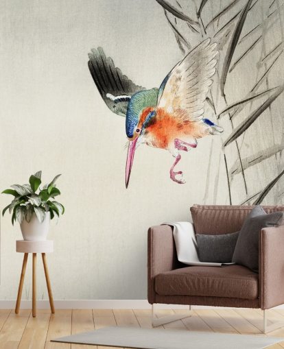 kingfisher wallpaper mural called Kingfisher Hunting for Fish in the Water at Wallsauce for bedrooms, living rooms and bathrooms kingfisher wallpaper mural called Kingfisher Hunting for Fish in the Water at Wallsauce for bedrooms, living rooms and bathrooms