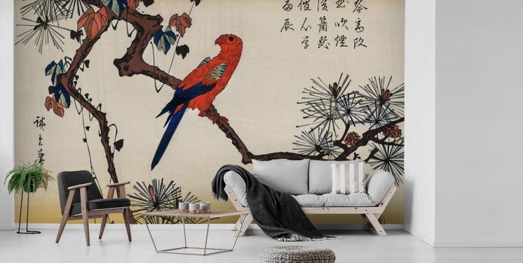 Macaw on Pine Branch Wallpaper Mural 