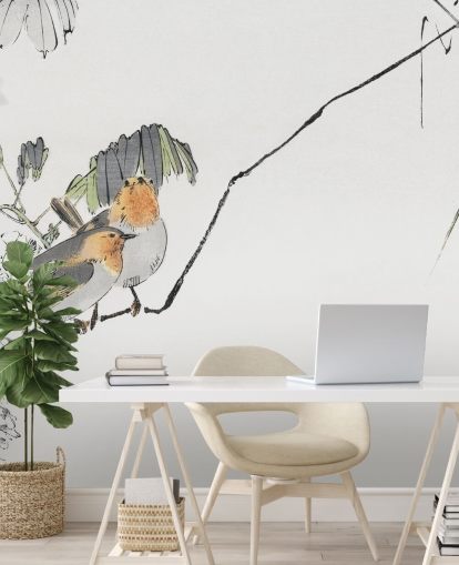 Decorazione murale con due passeri appollaiati su un ramo Decorazione murale con due passeri appollaiati su un ramo