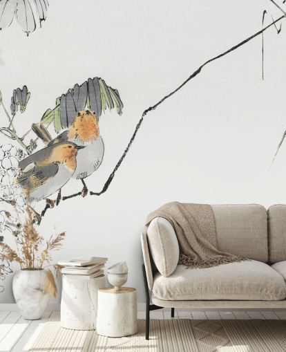 Decorazione murale con due passeri appollaiati su un ramo Decorazione murale con due passeri appollaiati su un ramo