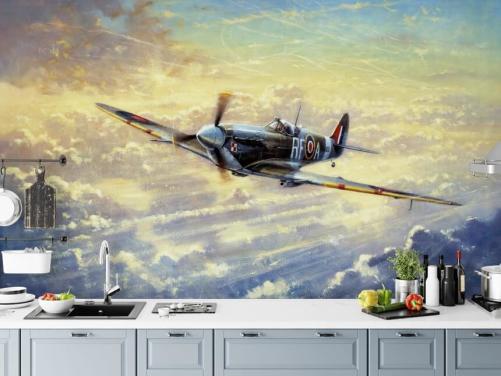 Flying Spitfire Hintergrundbild von Kevin Walsh