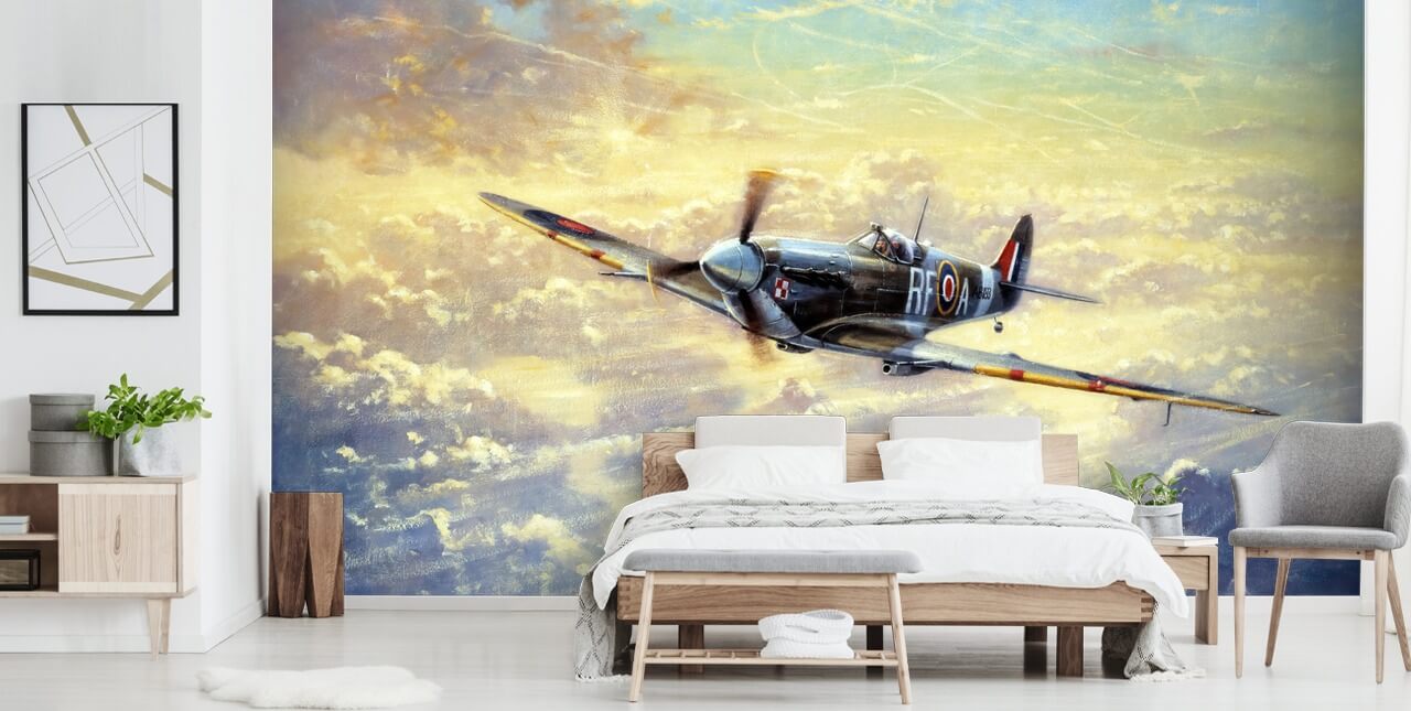 Flying Spitfire behang van Kevin Walsh