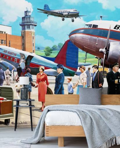 Vintage Airline Travel Mural van Kevin Walsh Vintage Airline Travel Mural van Kevin Walsh