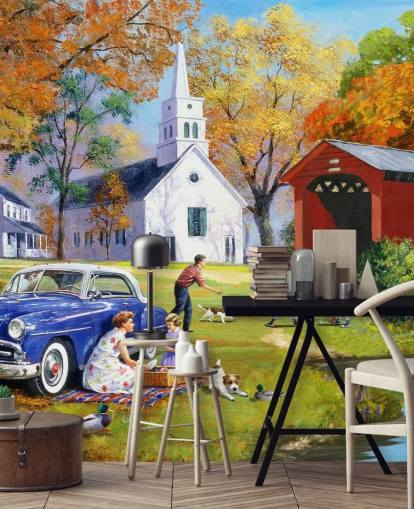 Decorazione murale Family Time by the River di Kevin Walsh Decorazione murale Family Time by the River di Kevin Walsh