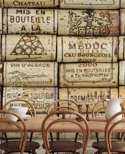 light brown customisable wine wallpaper mural called Wine Corks for kitchens and wine cellars light brown customisable wine wallpaper mural called Wine Corks for kitchens and wine cellars