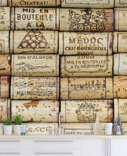 light brown customisable wine wallpaper mural called Wine Corks for kitchens and wine cellars light brown customisable wine wallpaper mural called Wine Corks for kitchens and wine cellars