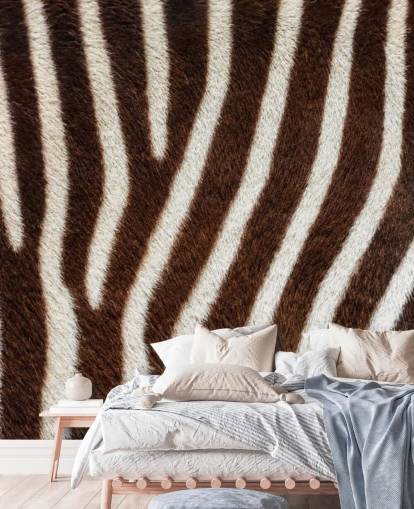 Bruine zebraprint behang muurschildering Bruine zebraprint behang muurschildering