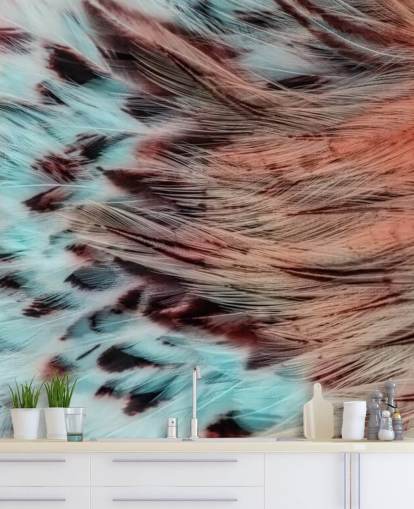 Blue and Pink Eagle Feathers Mural Blue and Pink Eagle Feathers Mural