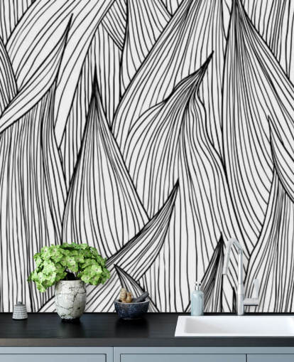 folhas ilustradas preto e branco papel de parede folhas ilustradas preto e branco papel de parede