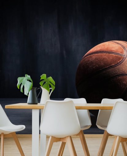 carta da parati murale scura con pallacanestro chiamato Vintage Basketball per camerette per bambini, grotte maschili e college carta da parati murale scura con pallacanestro chiamato Vintage Basketball per camerette per bambini, grotte maschili e college