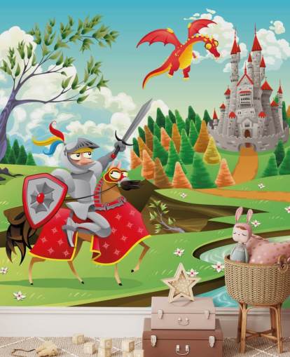 Knight Dragon and Castle Wallpaper Knight Dragon and Castle Wallpaper