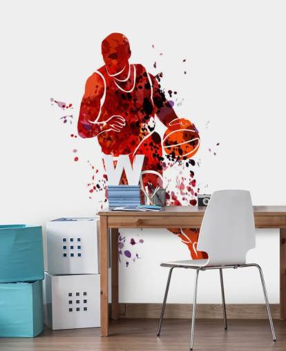 Koripallo vesiväri seinämaalaus Koripallo vesiväri seinämaalaus