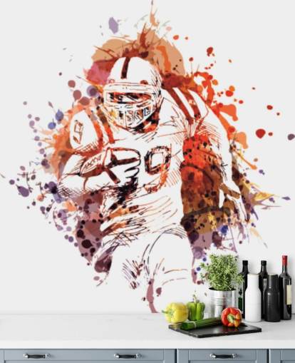 American Football Watercolour Wall Mural American Football Watercolour Wall Mural