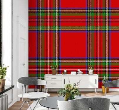rote, grüne und gelbe Tartan-Tapete