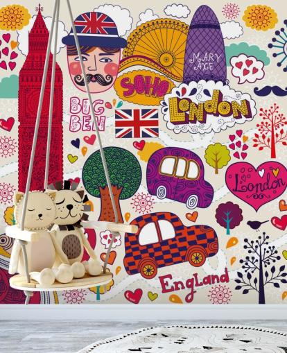 Colourful Drawn London Wallpaper Colourful Drawn London Wallpaper