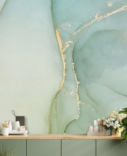 lysegrønn tilpassbar marmor tapet veggmaleri kalt Light Teal Green Marble for kjøkken og bad lysegrønn tilpassbar marmor tapet veggmaleri kalt Light Teal Green Marble for kjøkken og bad