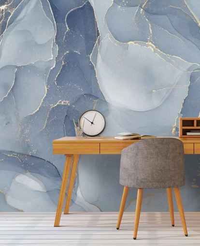 blue and gold customisable marble wallpaper mural called Overlapping Shades of Blue for kitchens and bathrooms blue and gold customisable marble wallpaper mural called Overlapping Shades of Blue for kitchens and bathrooms